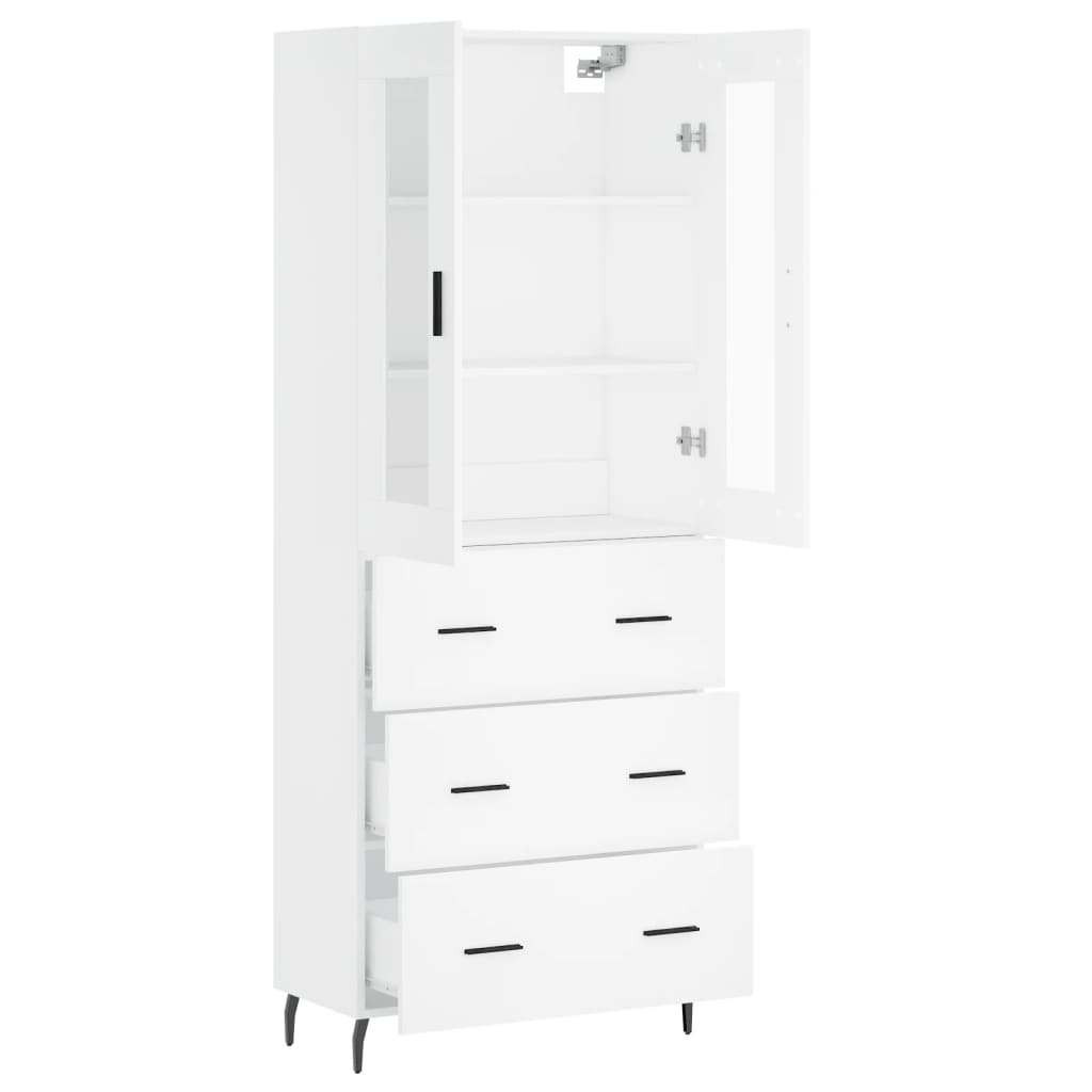 vidaXL Aparador alto madera contrachapada blanco 69,5x34x180 cm