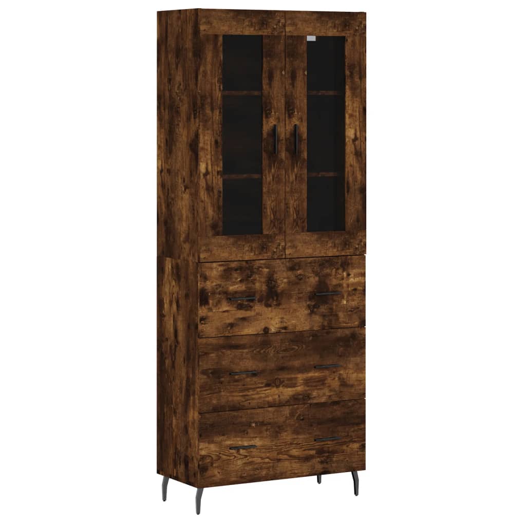 vidaXL Aparador alto madera contrachapada roble ahumado 69,5x34x180 cm