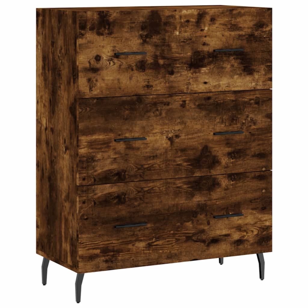 vidaXL Aparador alto madera contrachapada roble ahumado 69,5x34x180 cm