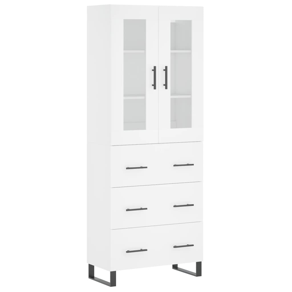 vidaXL Aparador alto madera contrachapada blanco 69,5x34x180 cm