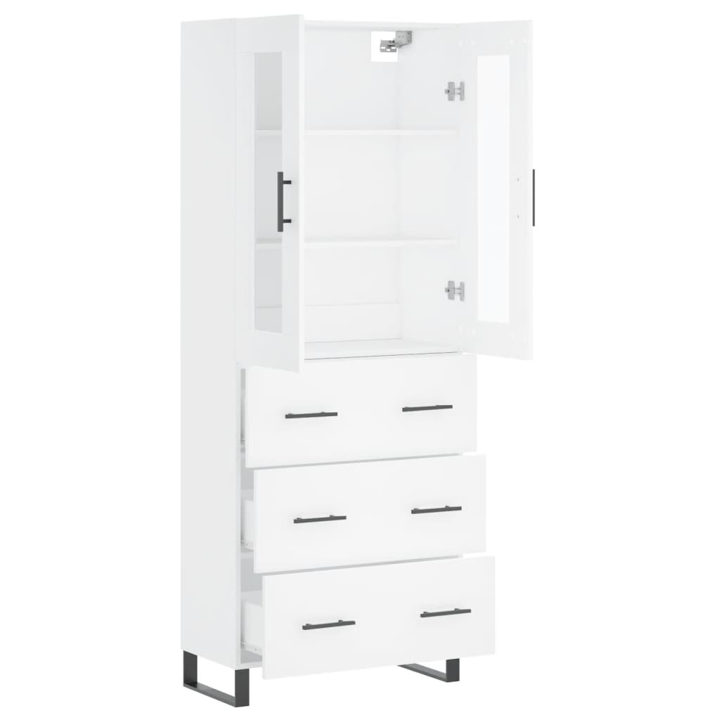 vidaXL Aparador alto madera contrachapada blanco 69,5x34x180 cm