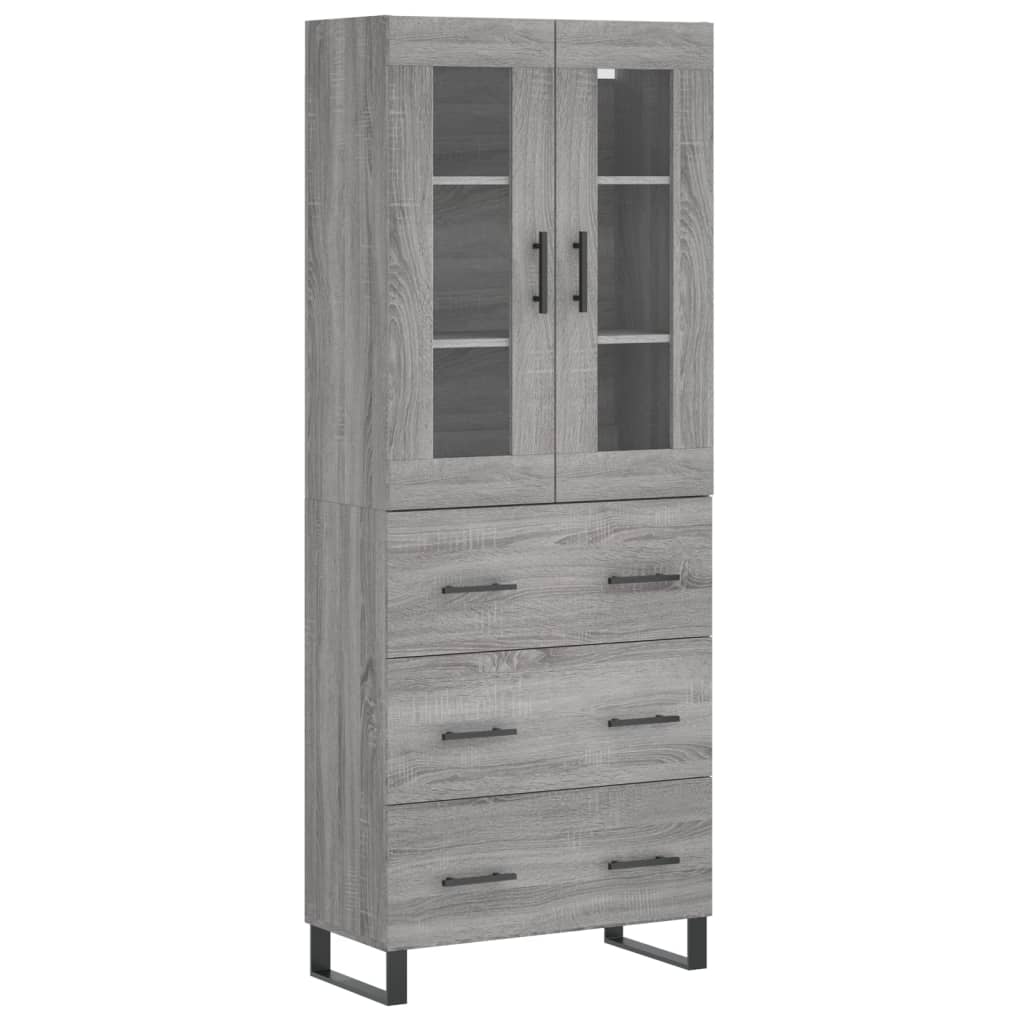 vidaXL Aparador alto madera contrachapada gris sonoma 69,5x34x180 cm