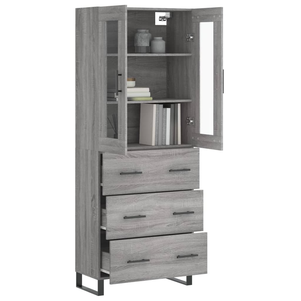 vidaXL Aparador alto madera contrachapada gris sonoma 69,5x34x180 cm