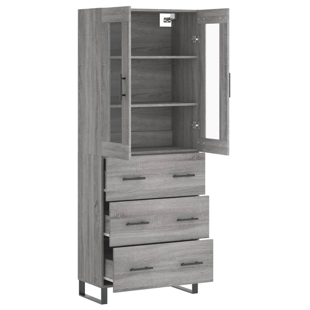 vidaXL Aparador alto madera contrachapada gris sonoma 69,5x34x180 cm