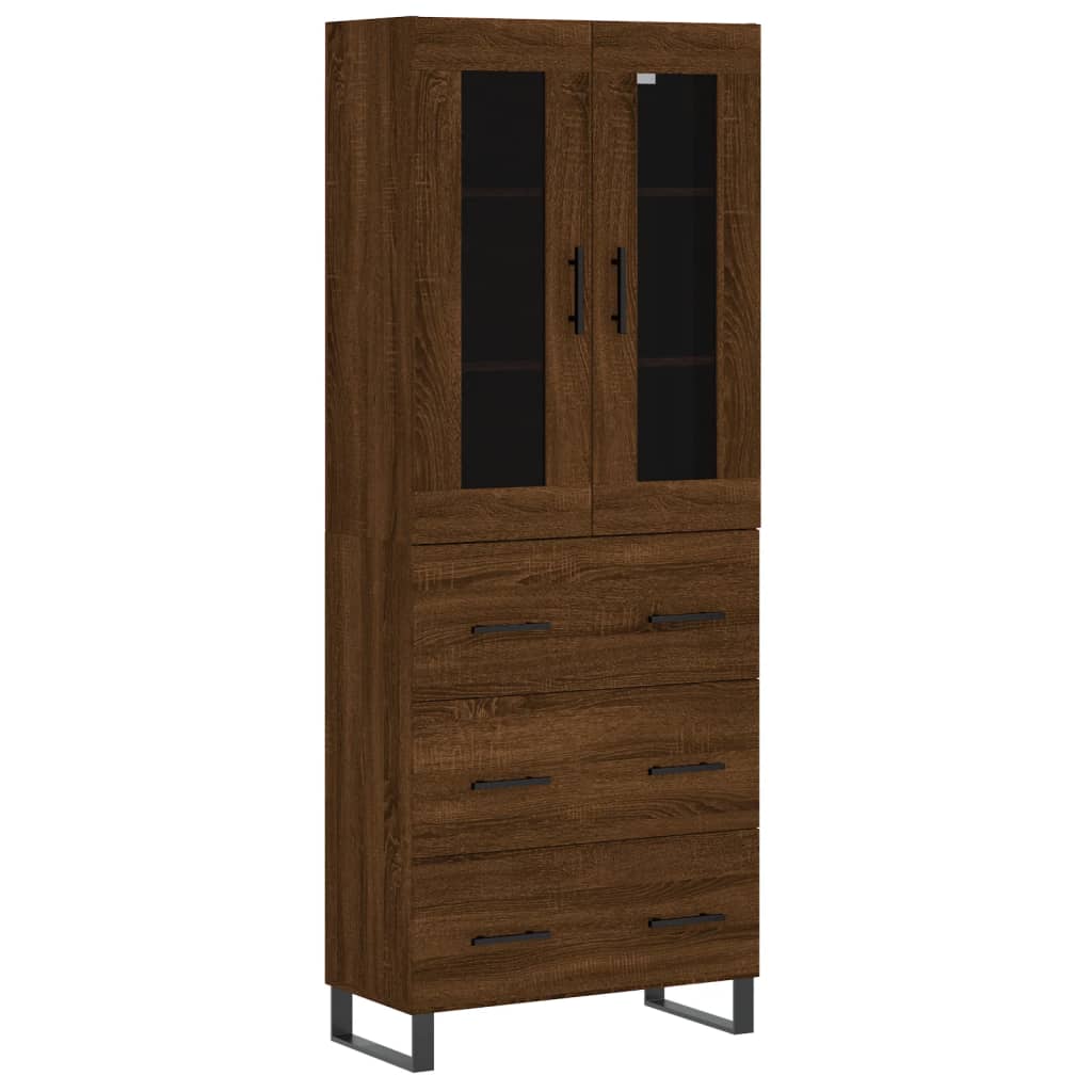 vidaXL Aparador alto madera contrachapada marrón roble 69,5x34x180 cm