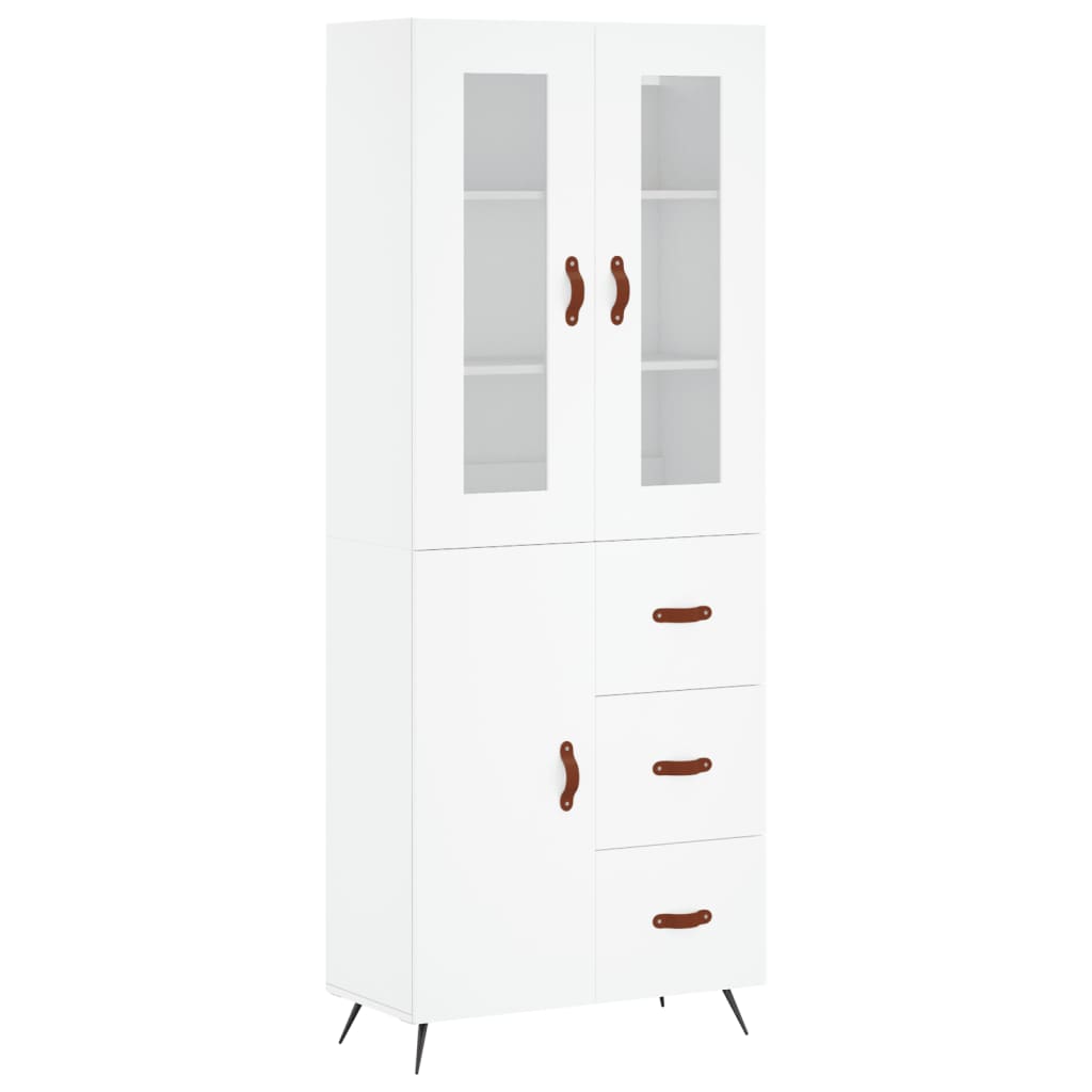 vidaXL Aparador alto madera contrachapada blanco 69,5x34x180 cm