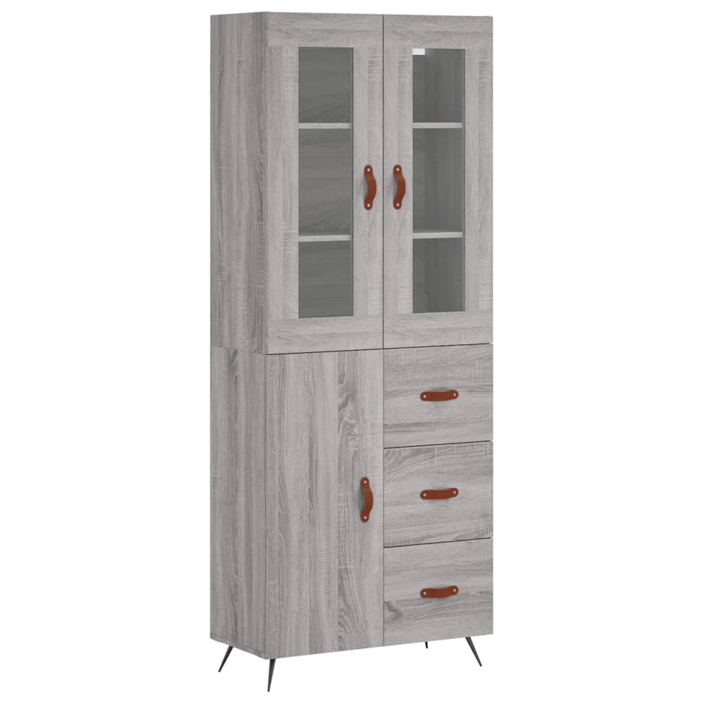 vidaXL Aparador alto madera contrachapada gris sonoma 69,5x34x180 cm