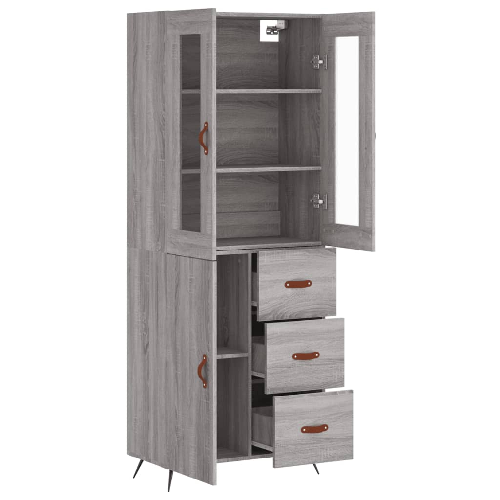 vidaXL Aparador alto madera contrachapada gris sonoma 69,5x34x180 cm