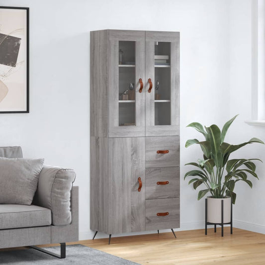 vidaXL Aparador alto madera contrachapada gris sonoma 69,5x34x180 cm