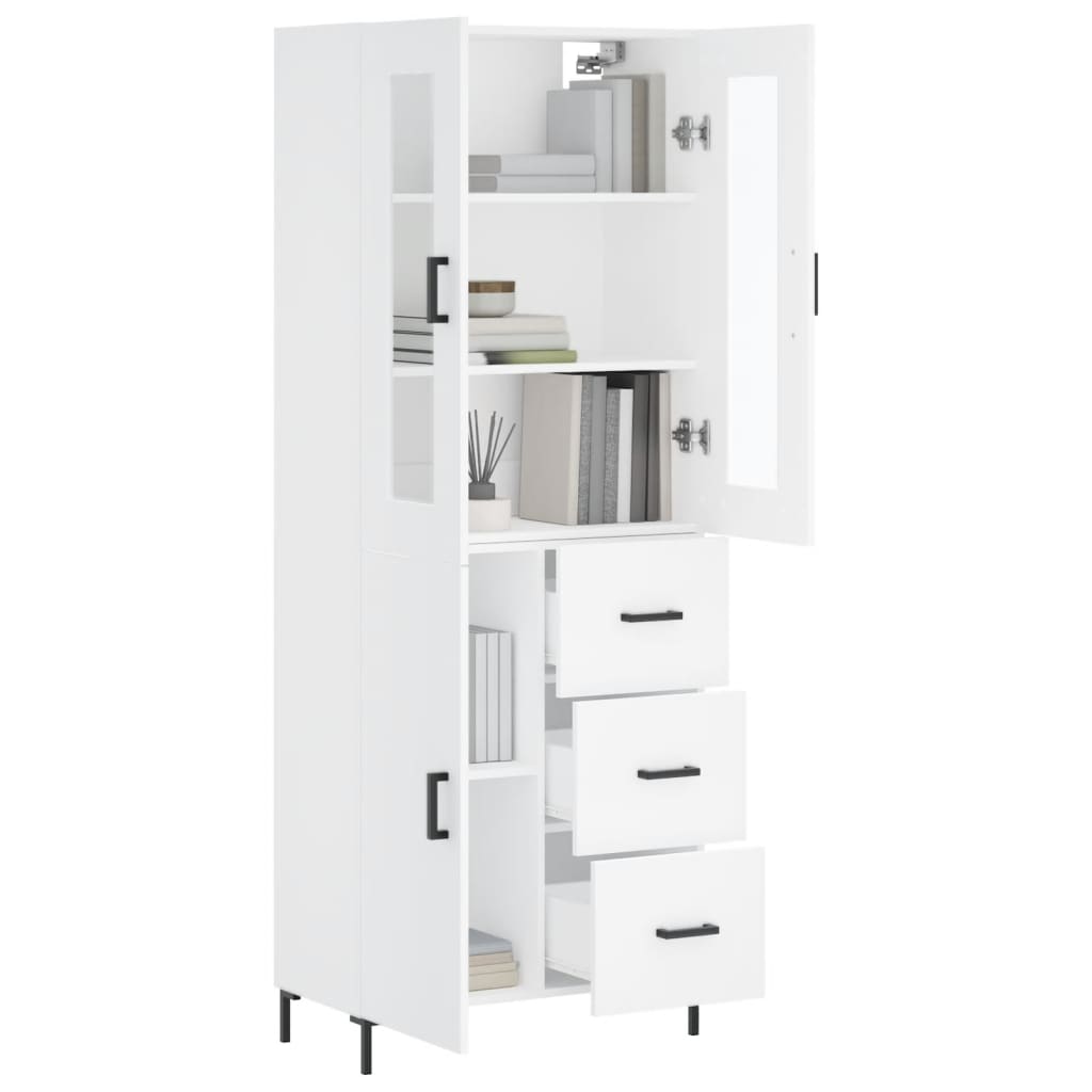 vidaXL Aparador alto madera contrachapada blanco 69,5x34x180 cm