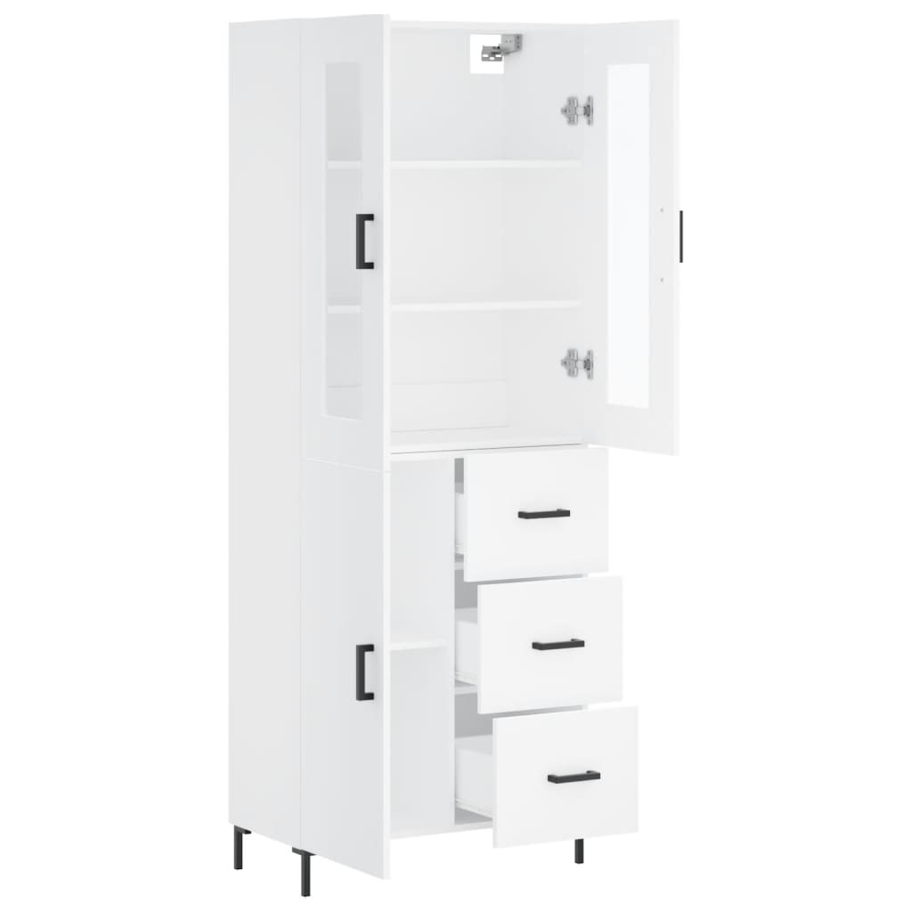 vidaXL Aparador alto madera contrachapada blanco 69,5x34x180 cm