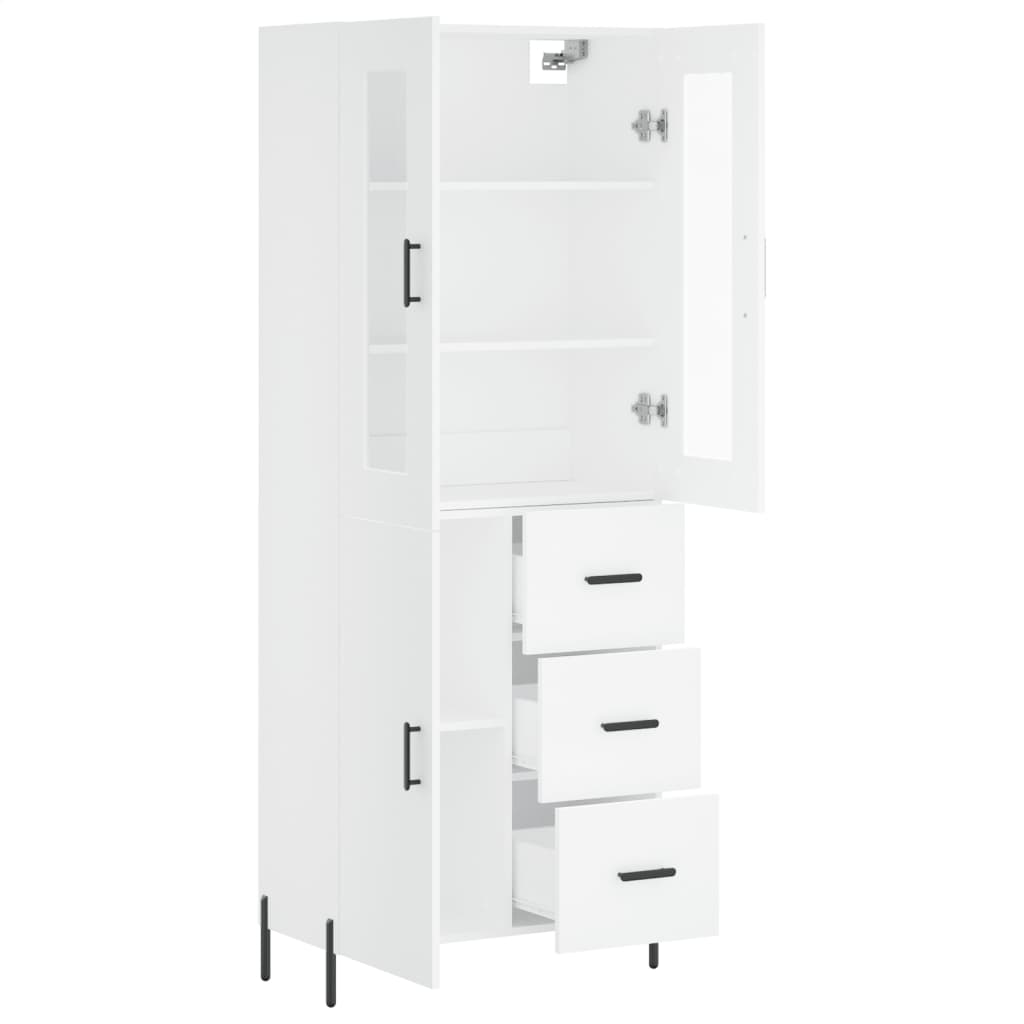 vidaXL Aparador alto madera contrachapada blanco 69,5x34x180 cm