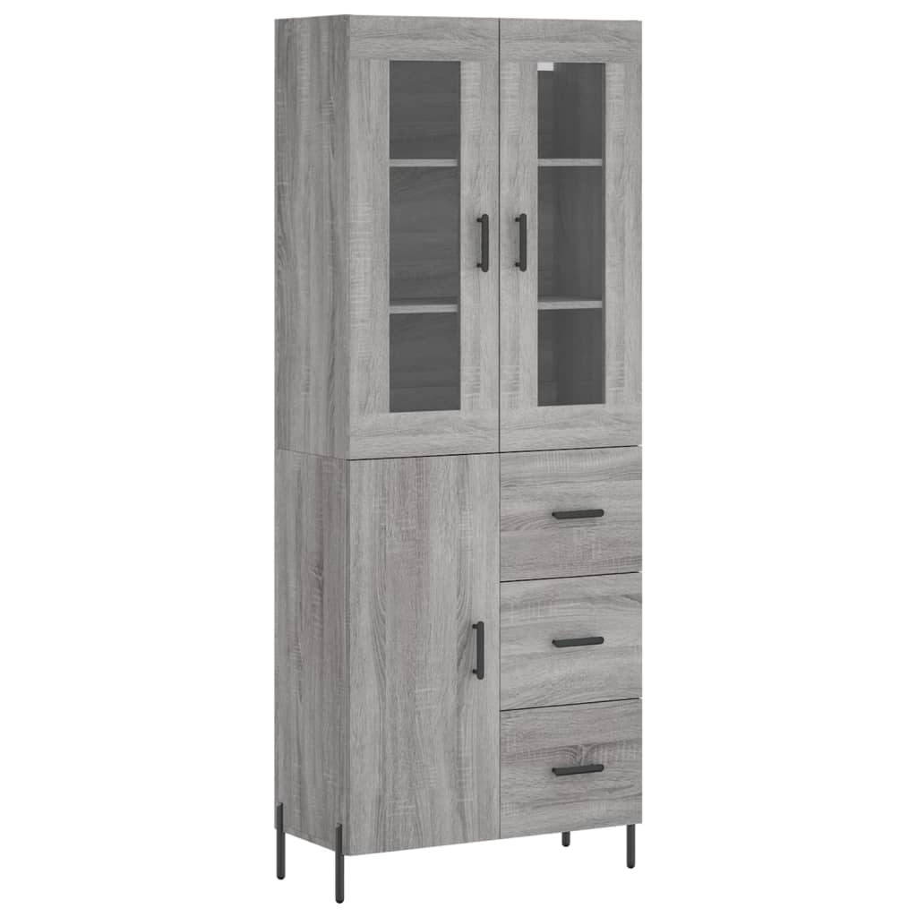 vidaXL Aparador alto madera contrachapada gris sonoma 69,5x34x180 cm