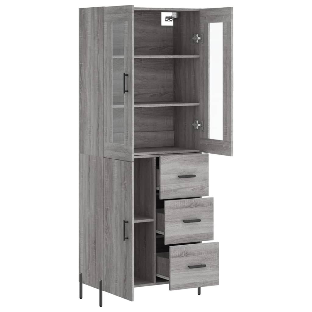 vidaXL Aparador alto madera contrachapada gris sonoma 69,5x34x180 cm