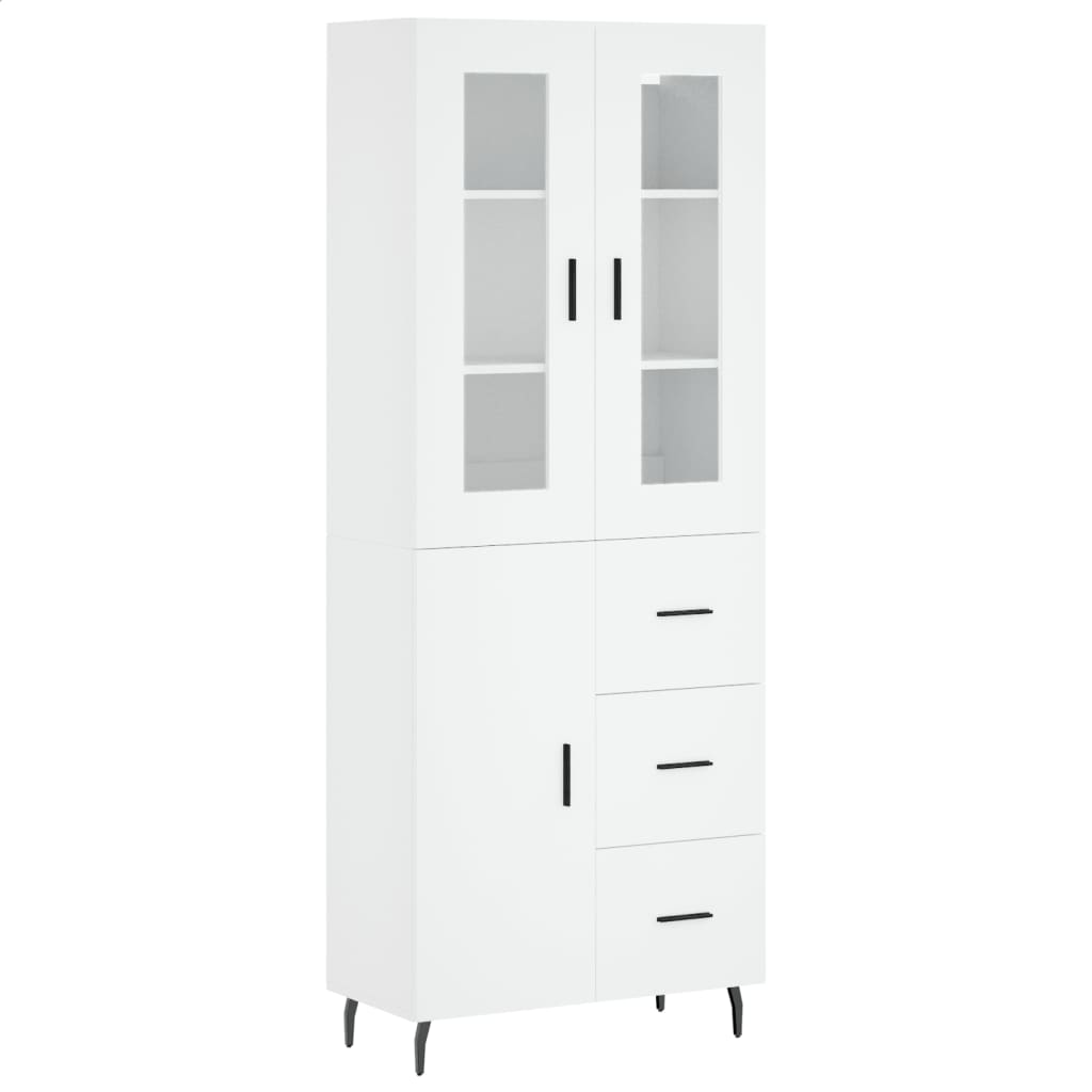 vidaXL Aparador alto madera contrachapada blanco 69,5x34x180 cm