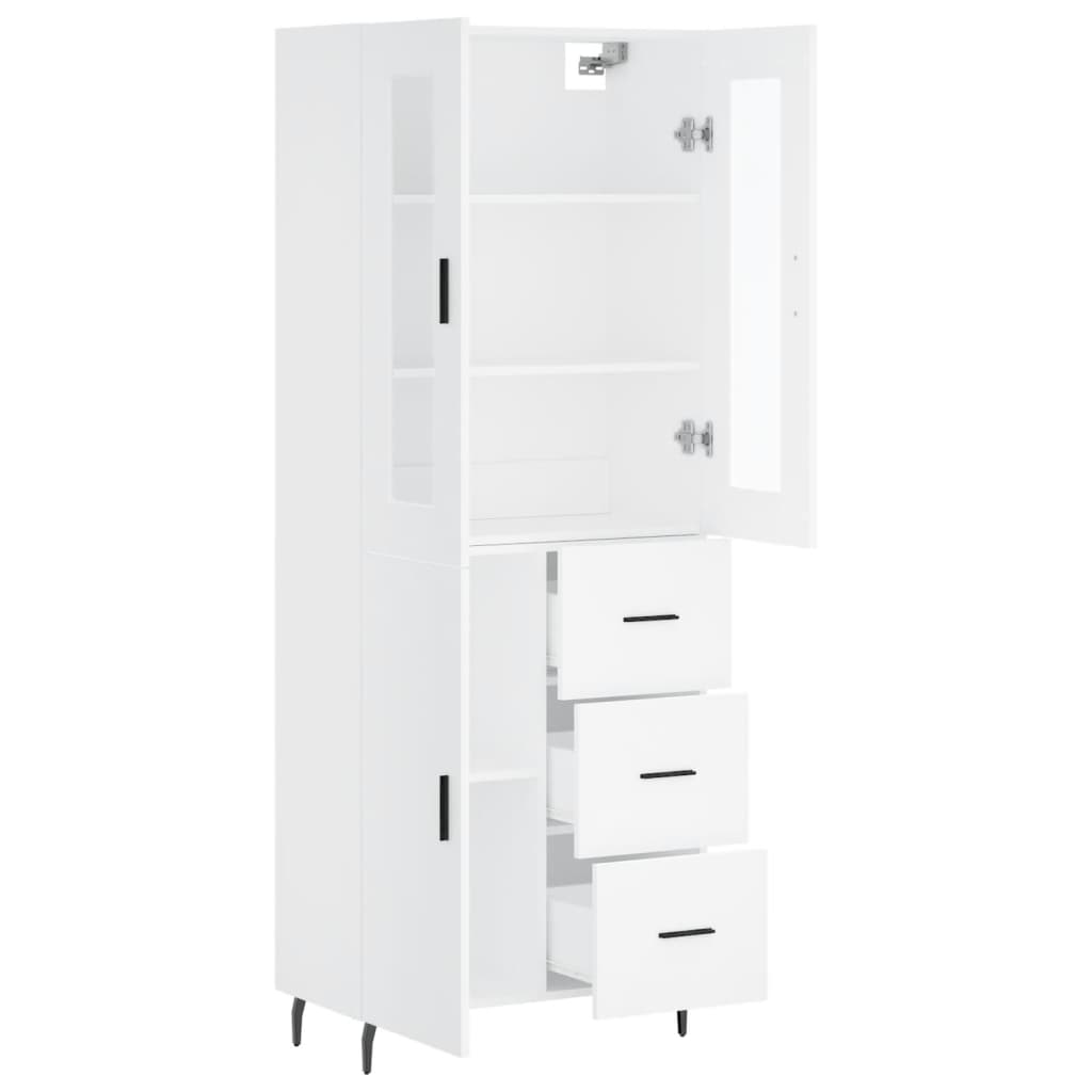 vidaXL Aparador alto madera contrachapada blanco 69,5x34x180 cm