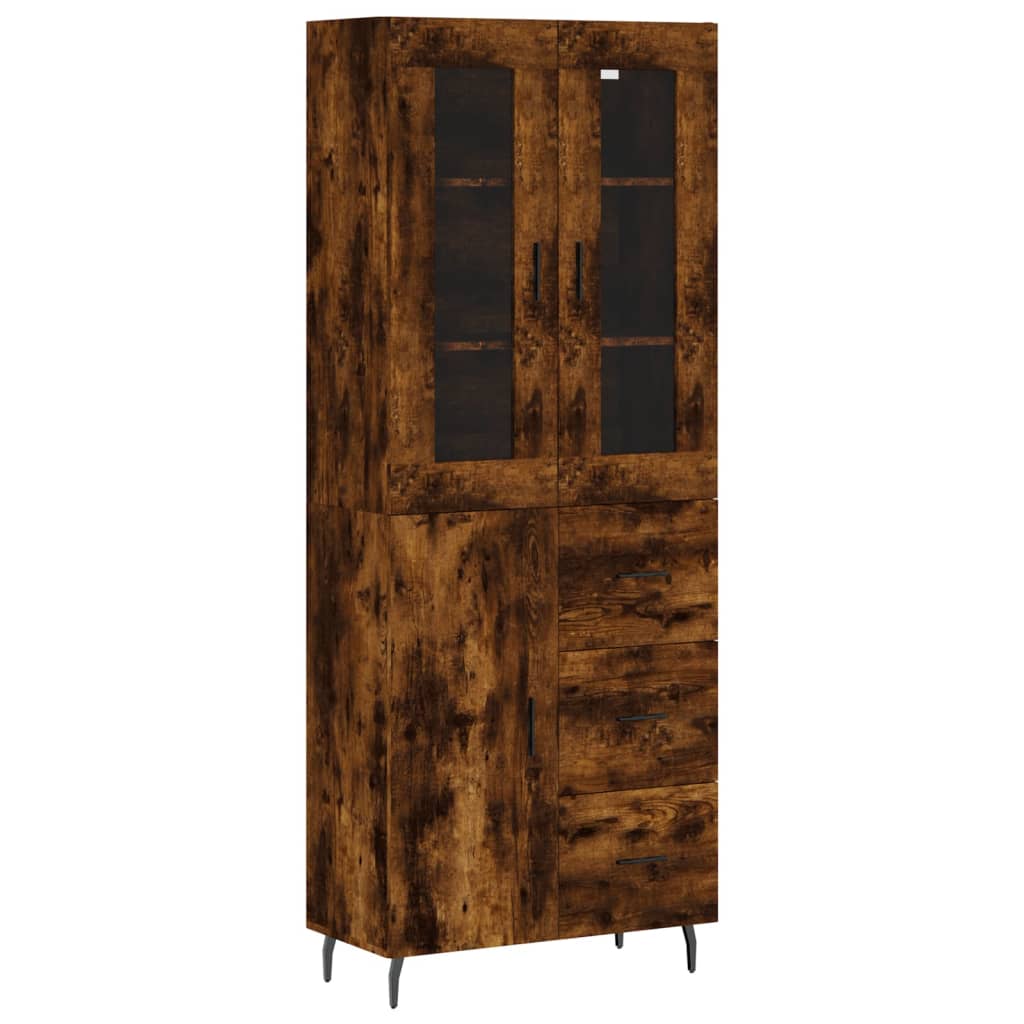 vidaXL Aparador alto madera contrachapada roble ahumado 69,5x34x180 cm