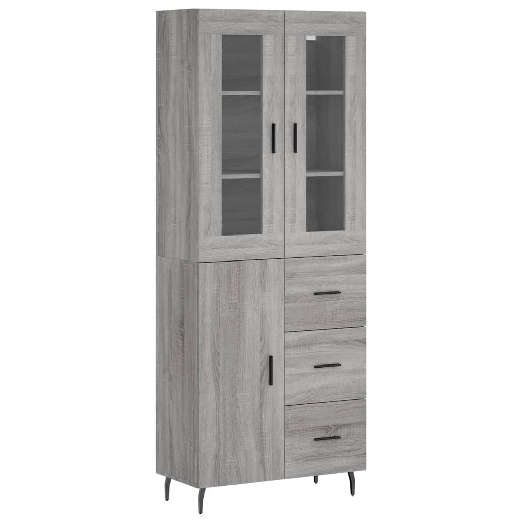 vidaXL Aparador alto madera contrachapada gris sonoma 69,5x34x180 cm