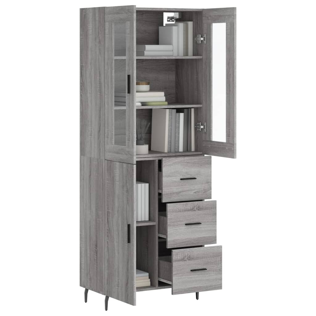 vidaXL Aparador alto madera contrachapada gris sonoma 69,5x34x180 cm