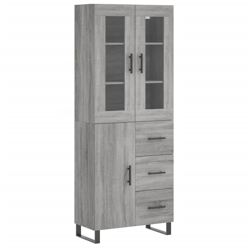 vidaXL Aparador alto madera contrachapada gris sonoma 69,5x34x180 cm