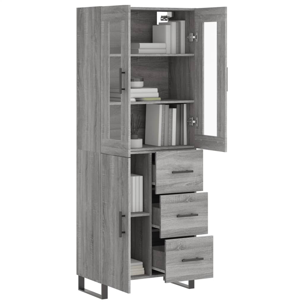 vidaXL Aparador alto madera contrachapada gris sonoma 69,5x34x180 cm