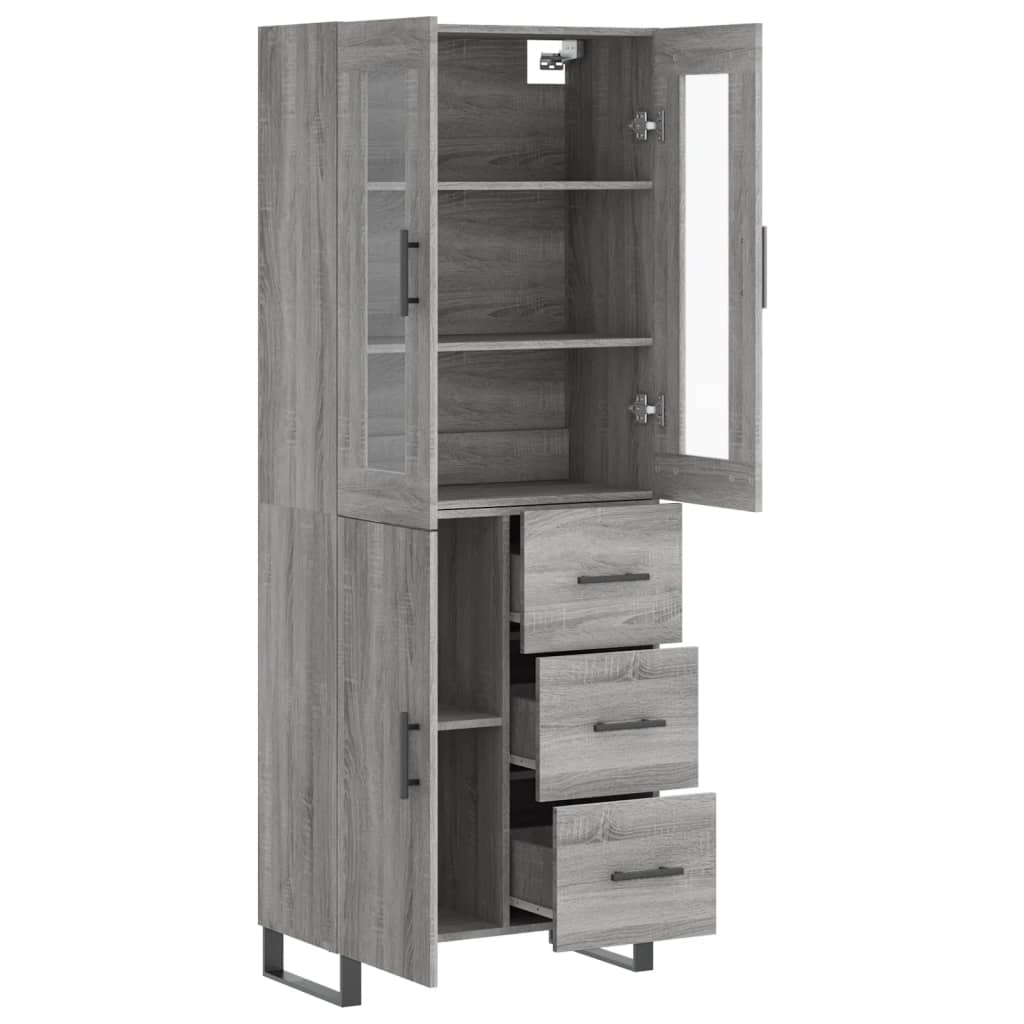 vidaXL Aparador alto madera contrachapada gris sonoma 69,5x34x180 cm