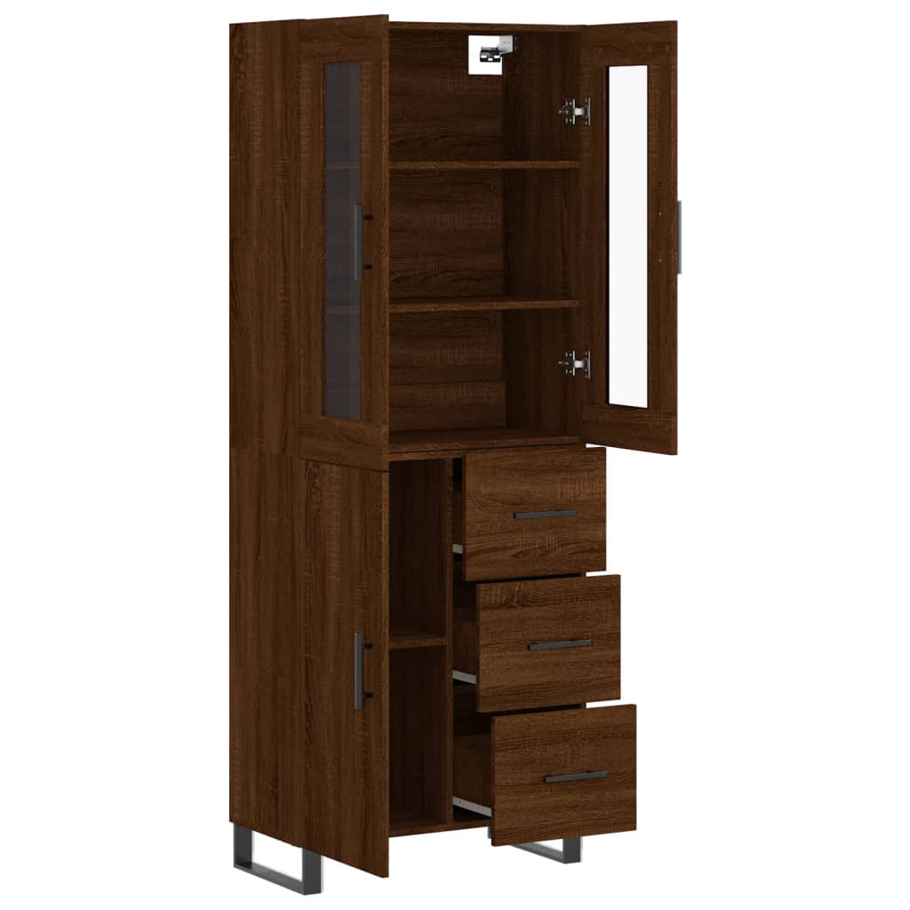 vidaXL Aparador alto madera contrachapada marrón roble 69,5x34x180 cm