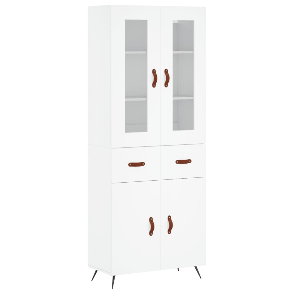 vidaXL Aparador alto madera contrachapada blanco 69,5x34x180 cm