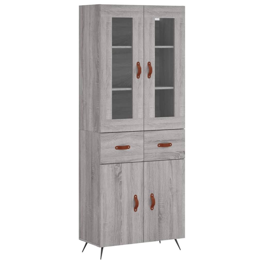 vidaXL Aparador alto madera contrachapada gris sonoma 69,5x34x180 cm