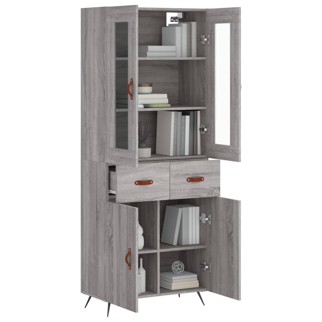 vidaXL Aparador alto madera contrachapada gris sonoma 69,5x34x180 cm