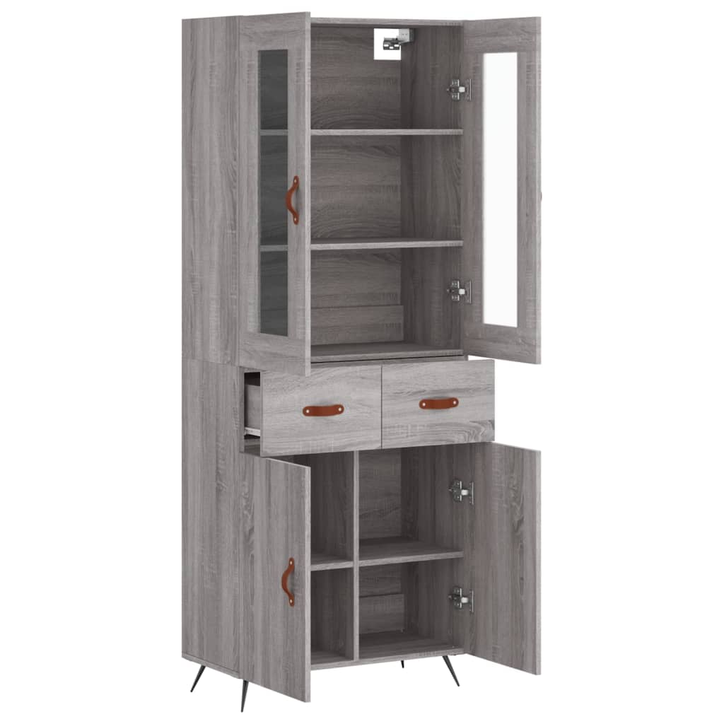 vidaXL Aparador alto madera contrachapada gris sonoma 69,5x34x180 cm