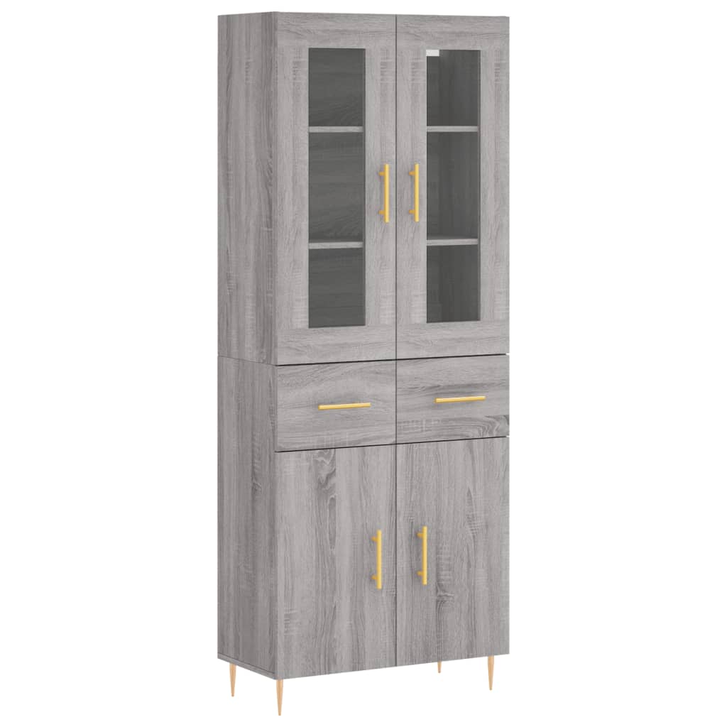 vidaXL Aparador alto madera contrachapada gris sonoma 69,5x34x180 cm