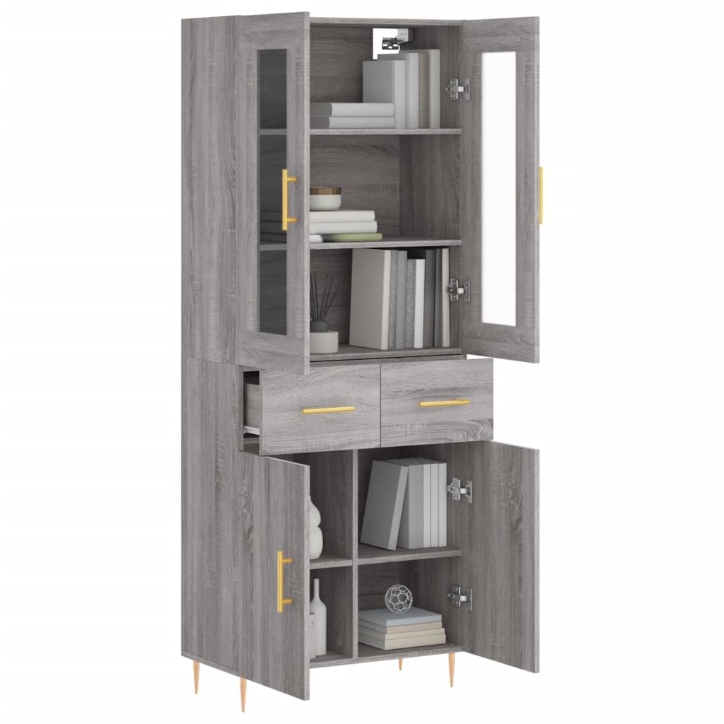 vidaXL Aparador alto madera contrachapada gris sonoma 69,5x34x180 cm