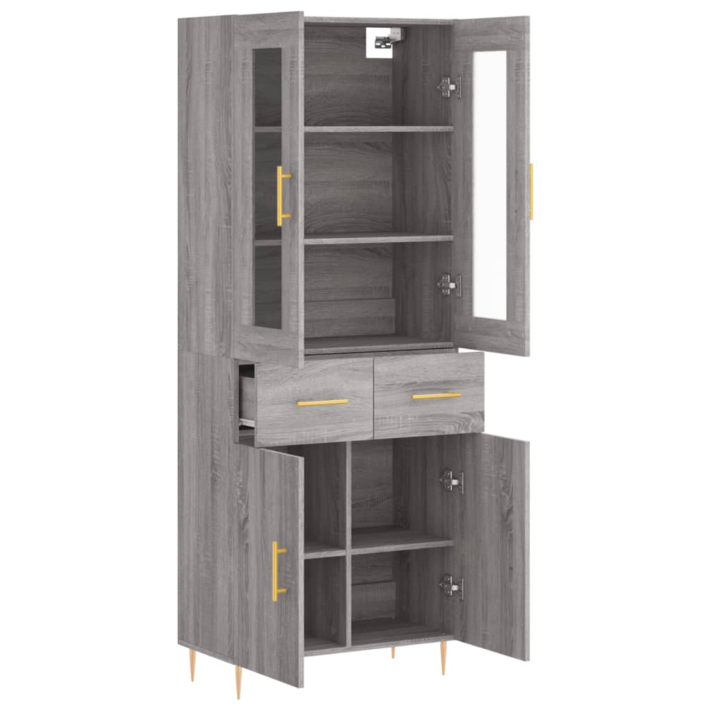 vidaXL Aparador alto madera contrachapada gris sonoma 69,5x34x180 cm