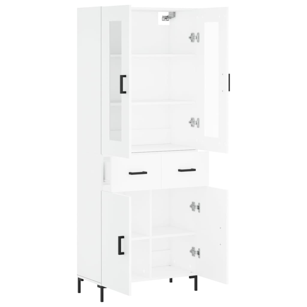 vidaXL Aparador alto madera contrachapada blanco 69,5x34x180 cm