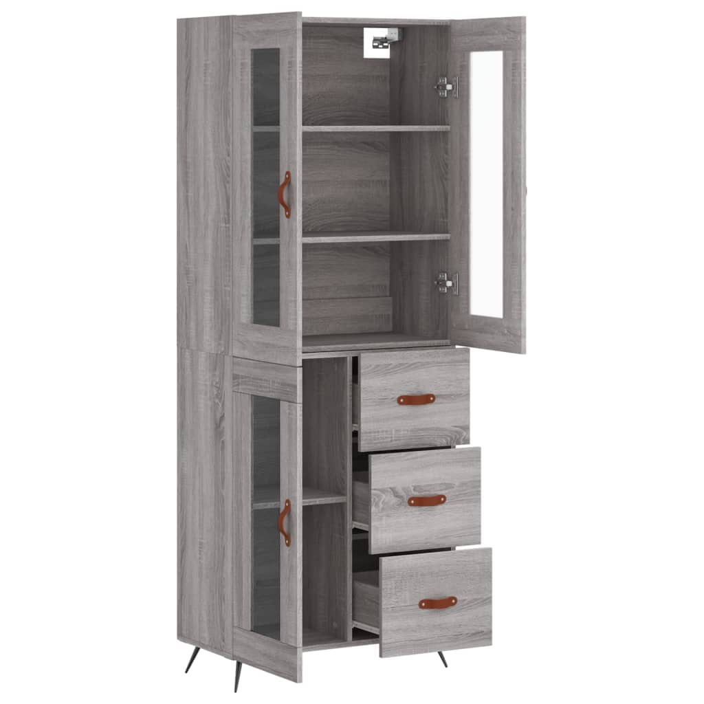 vidaXL Aparador alto madera contrachapada gris sonoma 69,5x34x180 cm