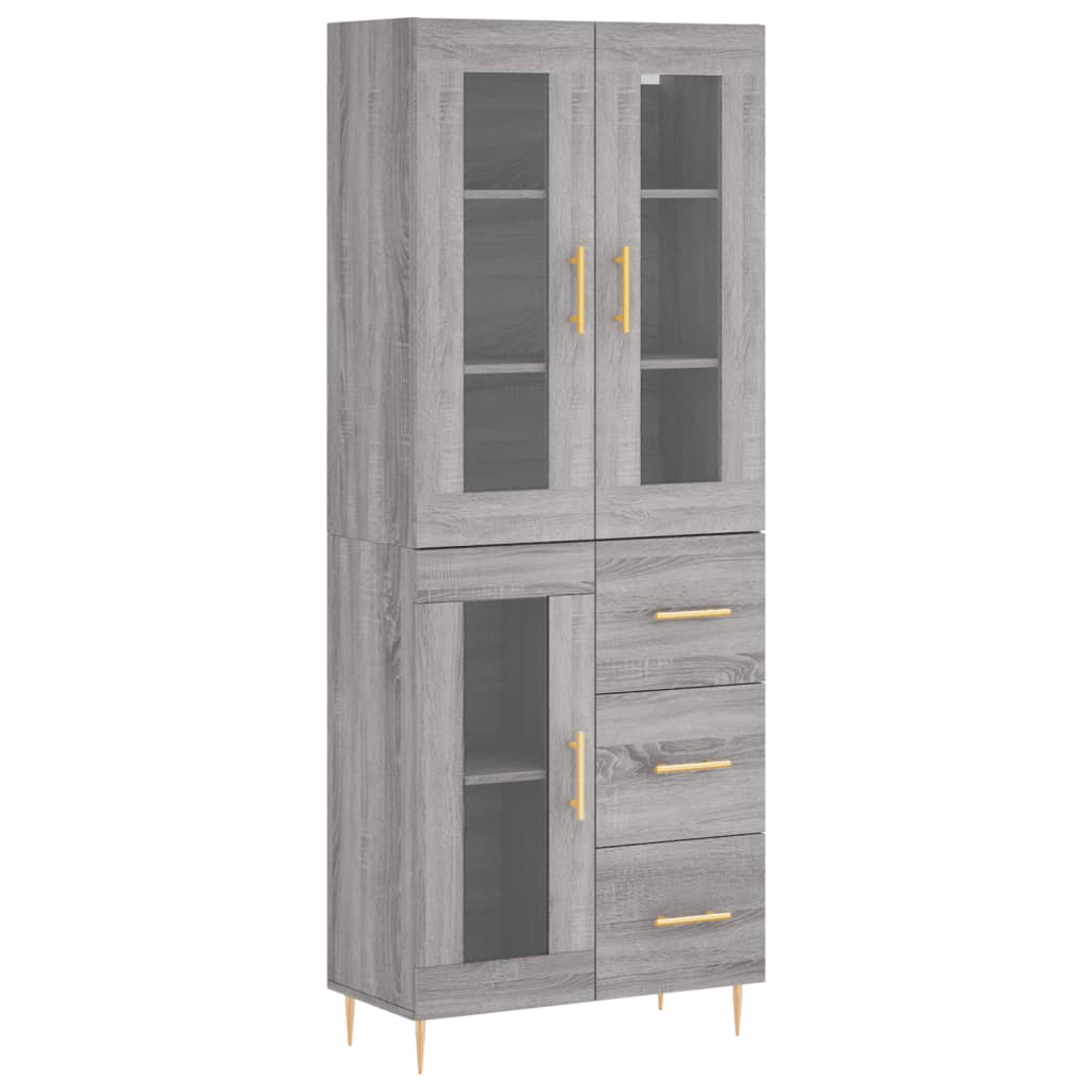 vidaXL Aparador alto madera contrachapada gris sonoma 69,5x34x180 cm