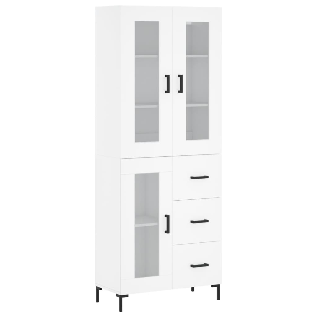 vidaXL Aparador alto madera contrachapada blanco 69,5x34x180 cm