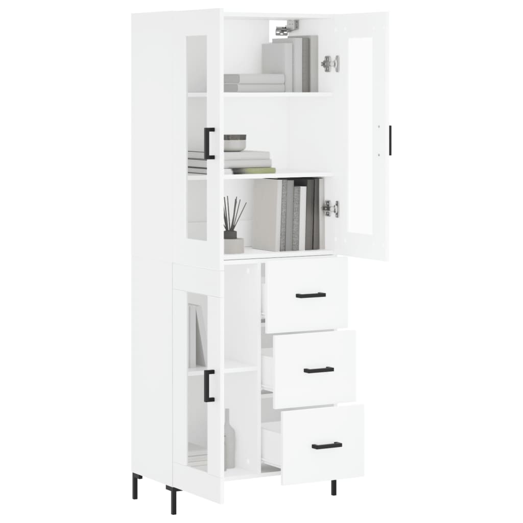 vidaXL Aparador alto madera contrachapada blanco 69,5x34x180 cm