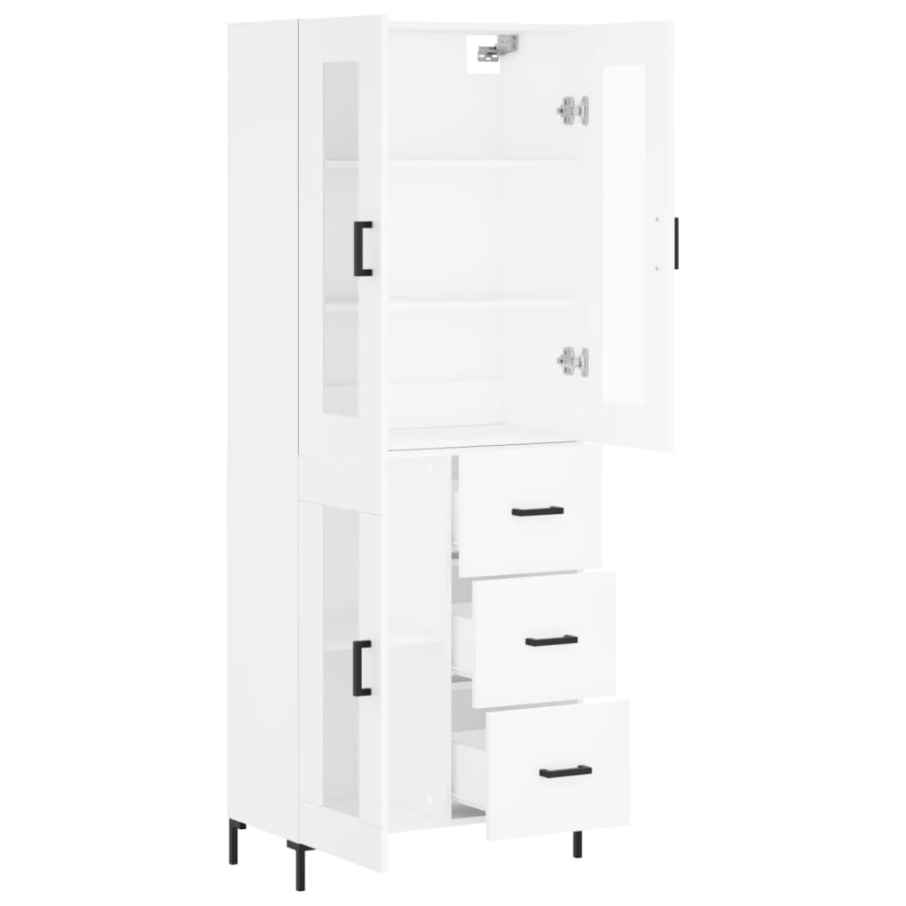 vidaXL Aparador alto madera contrachapada blanco 69,5x34x180 cm