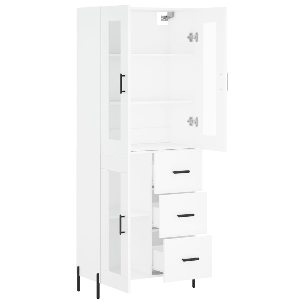 vidaXL Aparador alto madera contrachapada blanco 69,5x34x180 cm