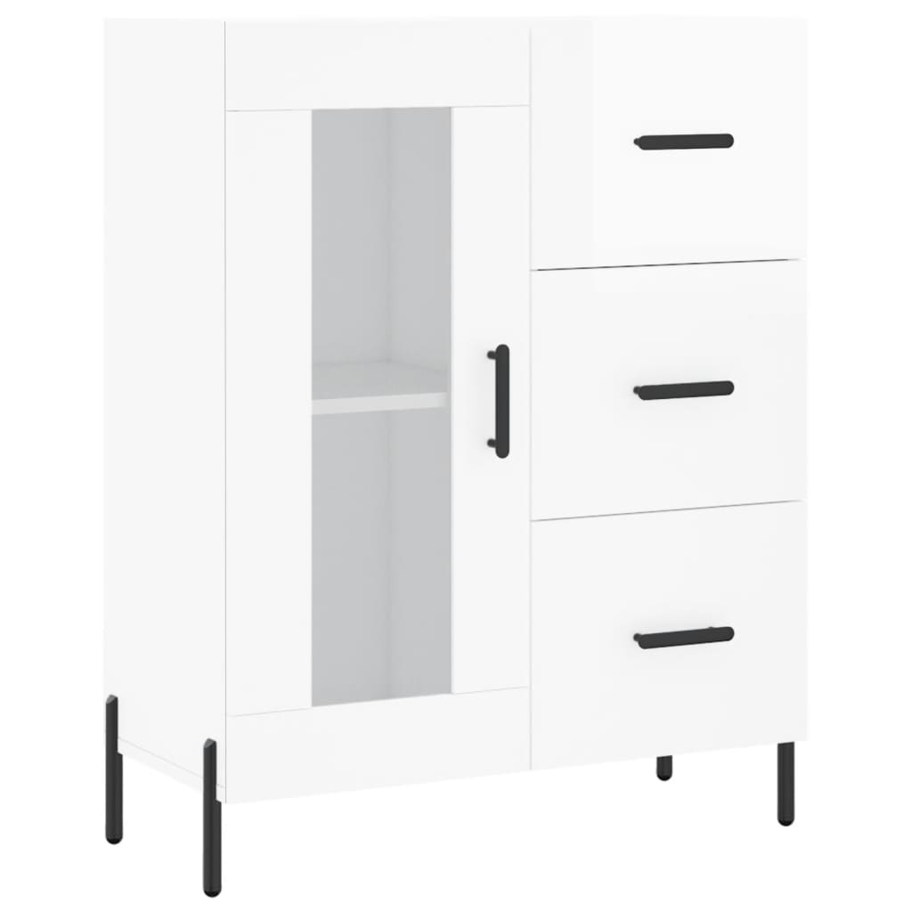 vidaXL Aparador alto madera contrachapada blanco brillo 69,5x34x180 cm