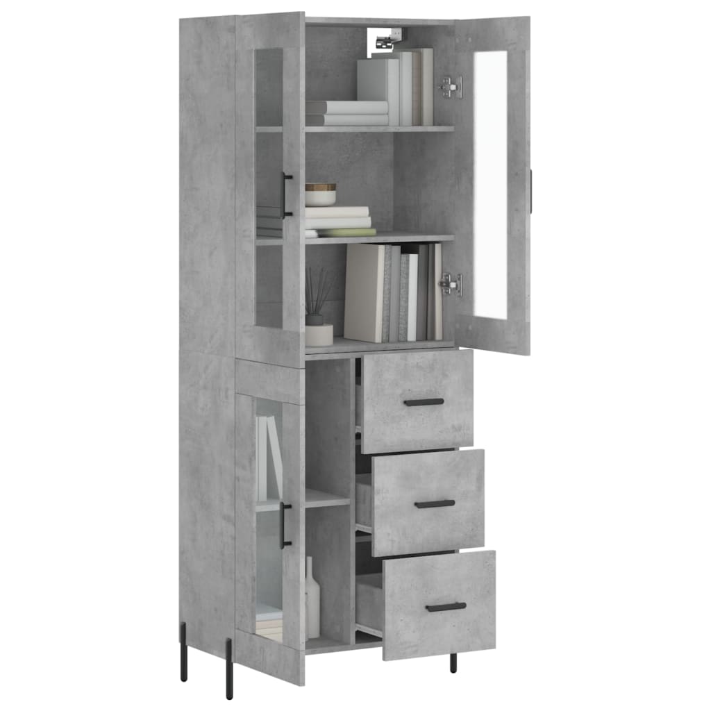 vidaXL Aparador alto madera contrachapada gris hormigón 69,5x34x180 cm