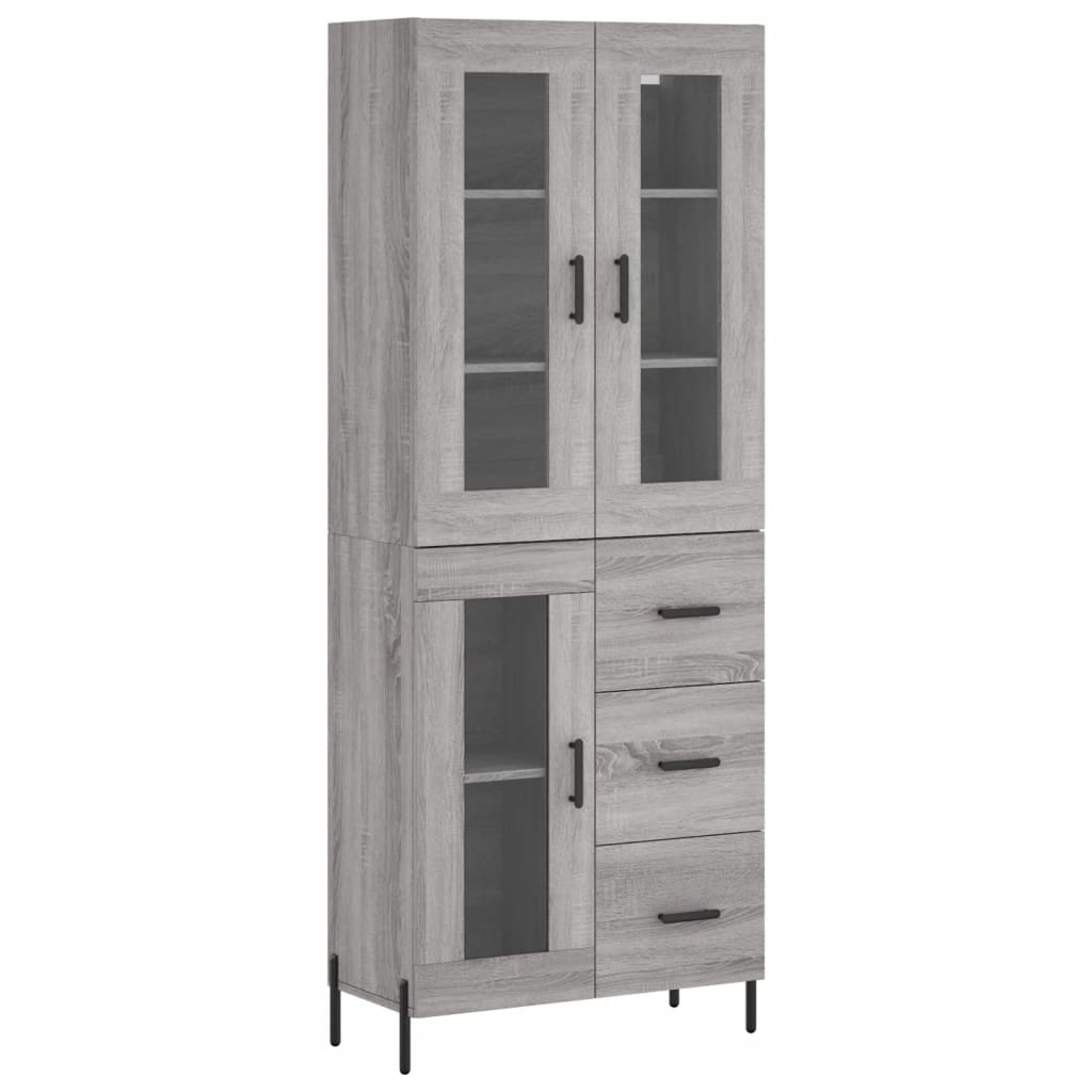 vidaXL Aparador alto madera contrachapada gris sonoma 69,5x34x180 cm