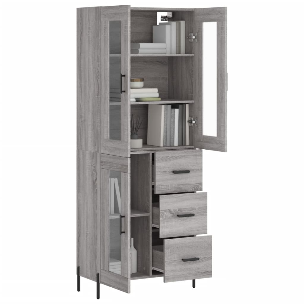 vidaXL Aparador alto madera contrachapada gris sonoma 69,5x34x180 cm