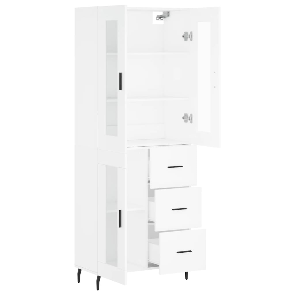 vidaXL Aparador alto madera contrachapada blanco 69,5x34x180 cm