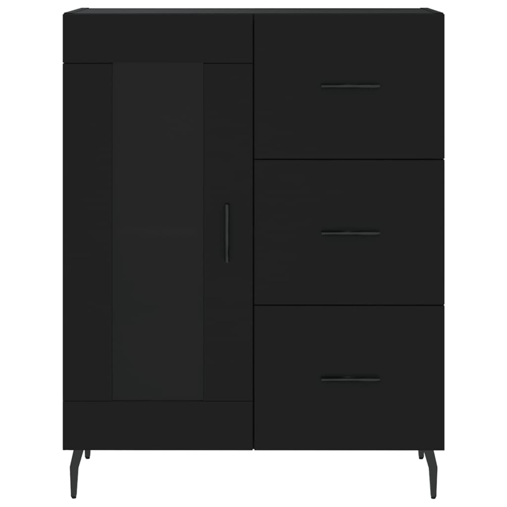 vidaXL Aparador alto madera contrachapada negro 69,5x34x180 cm