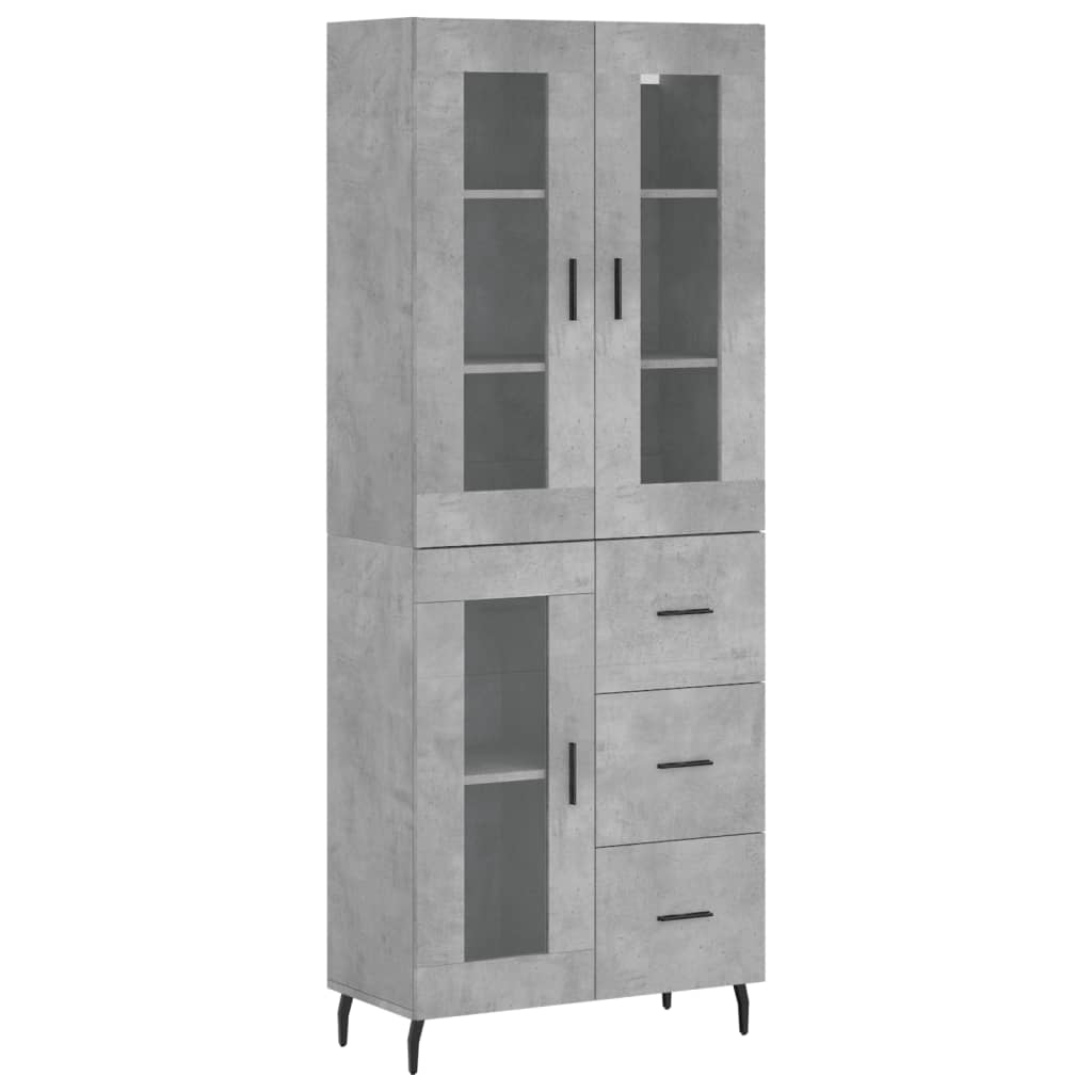 vidaXL Aparador alto madera contrachapada gris hormigón 69,5x34x180 cm