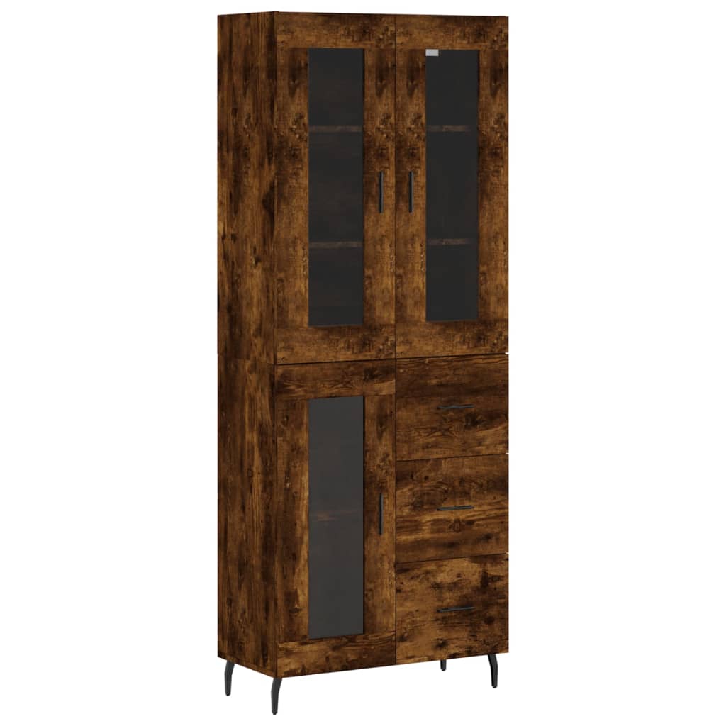 vidaXL Aparador alto madera contrachapada roble ahumado 69,5x34x180 cm