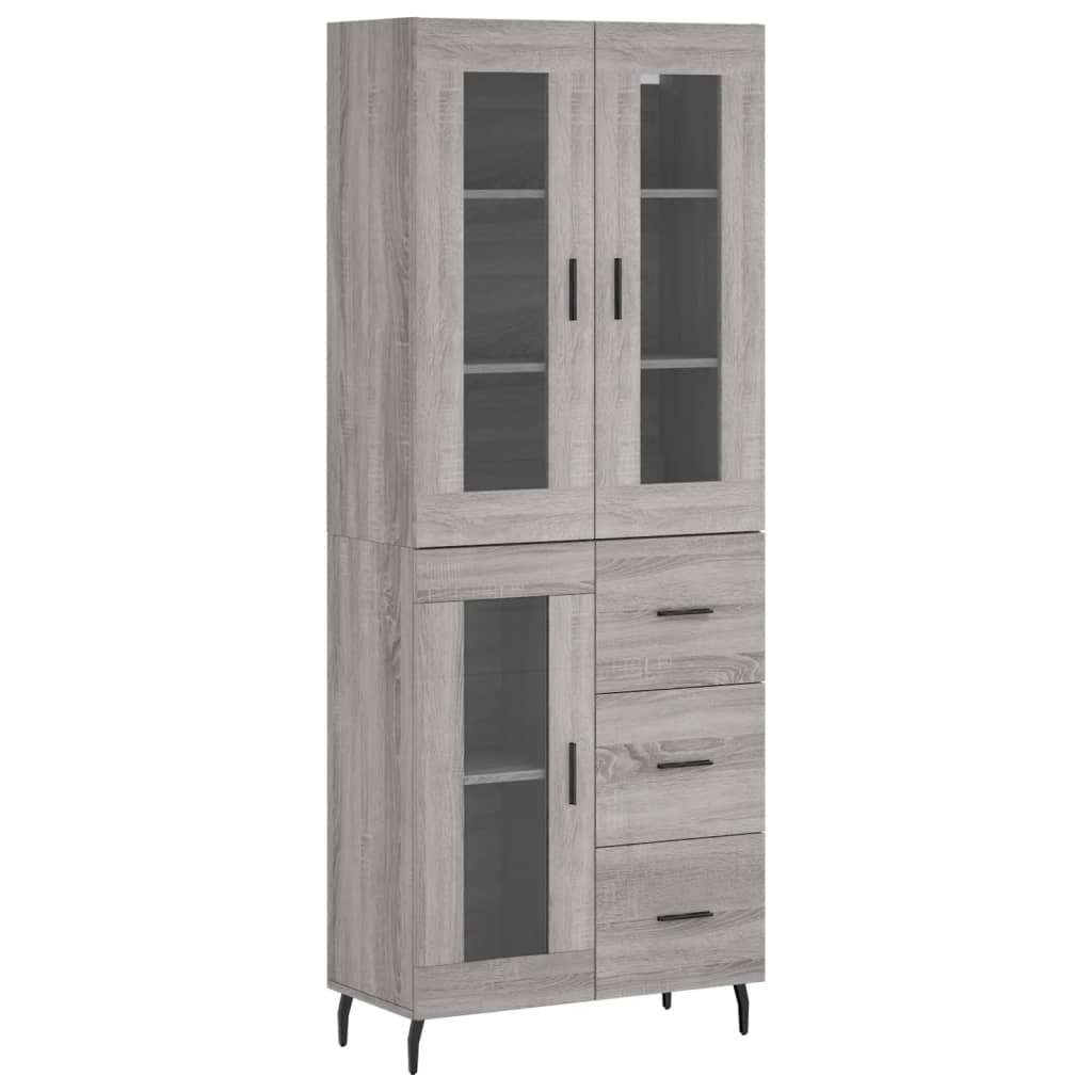 vidaXL Aparador alto madera contrachapada gris sonoma 69,5x34x180 cm